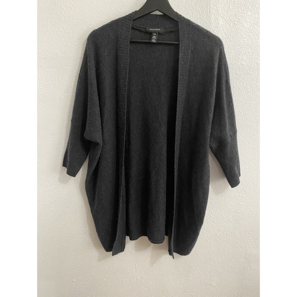 Halogen Gray Cashmere Open Front Cardigan One Size L38